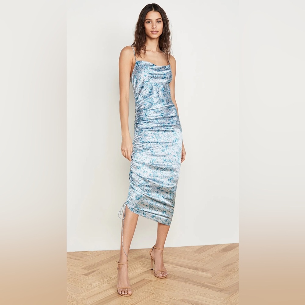 Cinq a Sept Sapir silk dress adjustable length ruched effortless